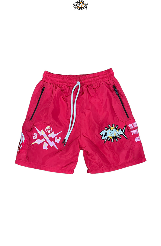 2RAW PARASHOOT SHORTS RED